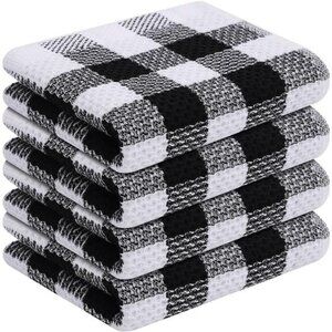 homing Buffalo Plaid Kitchen Towels Set, 4 Pack 100% Cotton Waffle Weave Dish